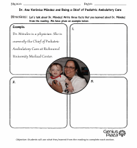Career Profile: Dr. Ana Ver&oacute;nica M&eacute;ndez, Pediatrician Worksheet Packet