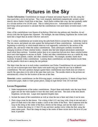 Pictures in the Sky Constellations Lesson Plan