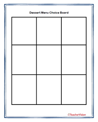 Dessert Menu Customizable Choice Board 