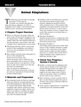 Animal Adaptations Project -- Teacher Notes