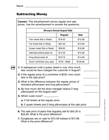 Subtracting Money (Gr. 3)