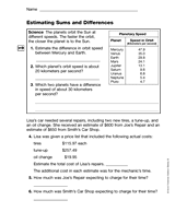 Estimating Sums and Differences (Gr. 5)