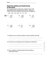 Exploring Adding and Subtracting of Decimals (Gr. 5)