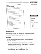 Matter: Family Activity (Grade 2)