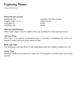 Explore Activity: Exploring Matter