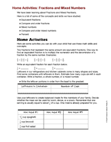 Home Activities: Fractions and Mixed Numbers