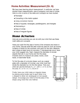 Home Activities: Measurement (Gr. 6)