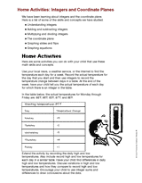 Home Activities: Integers and Coordinate Planes