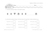 Math Warm-Up 219 for Gr. 3 & 4: Algebra, Patterns & Functions