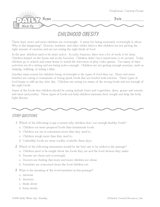 Childhood Obesity Reading Warm-Up