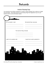 Postcards: Student Planning Page