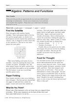 Algebra: Patterns and Functions