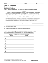 Science Activity: Uses of Cellulose