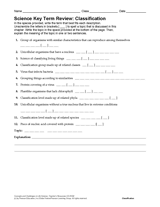 Science Key Term Review: Classification
