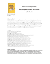 A Reader's Companion to Sleeping Freshmen Never Lie