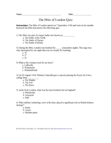 Blitz of London Quiz