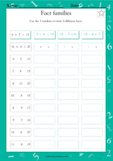 Addition & Subtraction Fact Families II