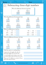 Subtracting Three-Digit Numbers I (Grade 3)