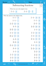 Subtracting and Simplifying Fractions