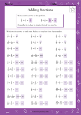 Adding & Simplifying Fractions I (Grade 5)