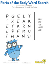 Parts of the Body Word Search